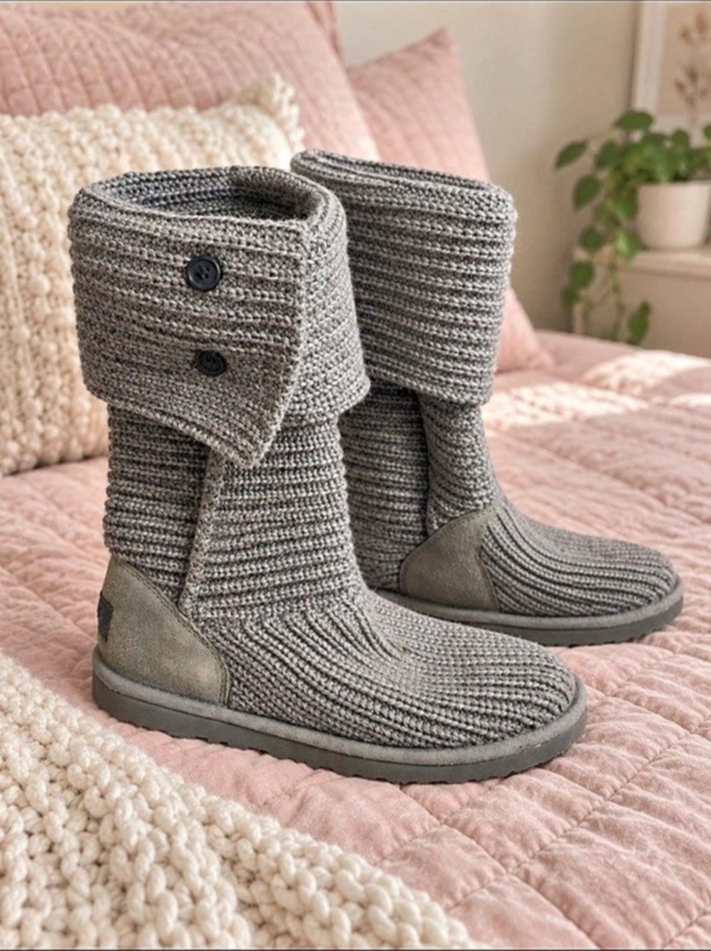 UGG Classic Cardy Women's Gray Tall Knit Boots